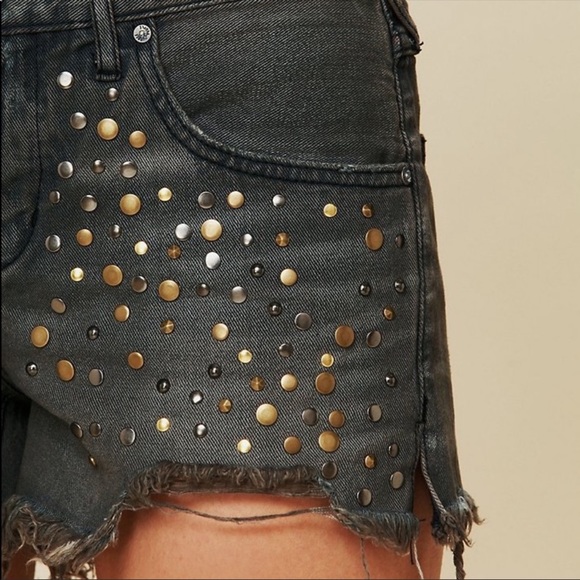 Free People Pants - Free People studded gray distressed denim shorts